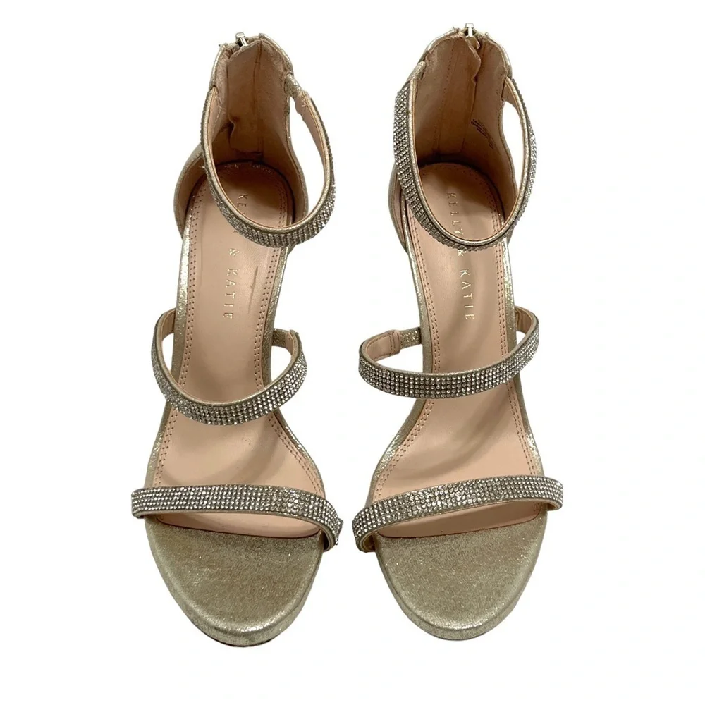 Kelly & Katie Courtnee Gold Sparkly Prom Wedding Heels Size 8 M